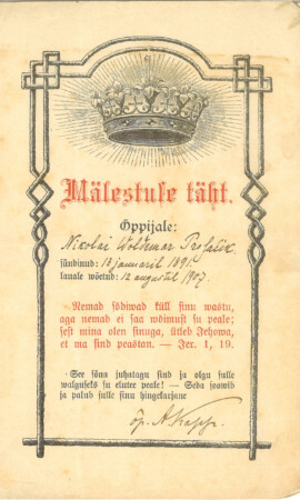 12. august 1907, Kaarli kirik Leeritunnistuste näitus 1887–1955