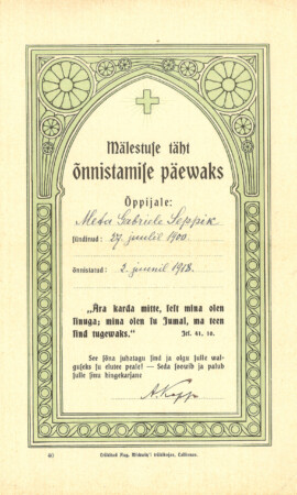 2. juuni 1918, Kaarli kirik Leeritunnistuste näitus 1887–1955